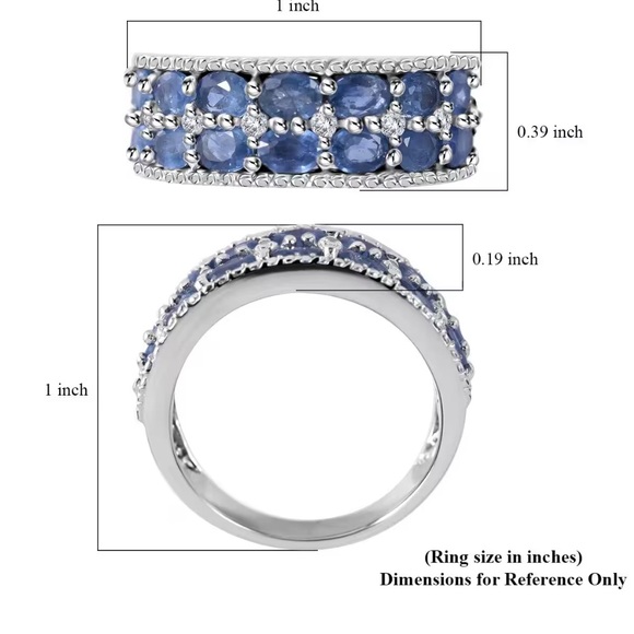 Kanchanaburi Blue Sapphire Zircon Ring in Platinum Over Sterling Silver 3.50 ctw - Picture 6 of 11